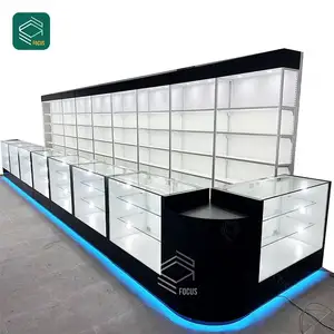 Top Quality Tobacco Display Cabinet Dispensary Display Cases Customized Smoke Shop Shelves