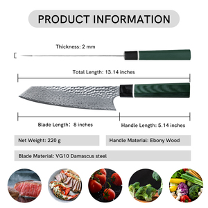 Venta al por mayor personalizado de calidad superior OEM Damasco cuchillo de Chef mango único profesional japonés de acero al carbono cuchillo de Chef de cocina - Product Image 2