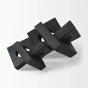 Design géométrique noir à emboîtement en aluminium plaqué argent antique Sculpture polie Art Home Decor - Product Image 5