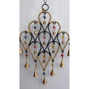 Recycled Iron Teardrop Wall Hanging Suncatcher Bohemian Style Indian Metal Crafts Glass Moon Shape Home Decoration for Christmas - Product Image 3
