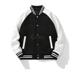 Custom Design Eco Friendly <b>Canvas</b> Letterman College <b>Jacket</b> <b>Mens</b> 2026 Custom High Street Winter Stand Collar Blank - Product Image 1