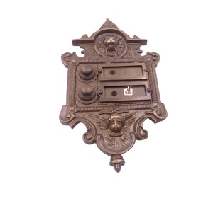 Sonnette de porte décorative moderne et unique en laiton, bouton poussoir double, design antique - Product Image 6