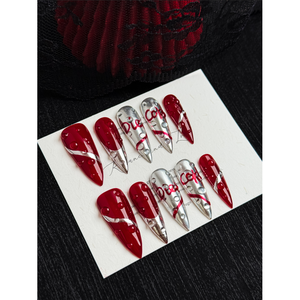 Uñas Postizas Cromadas Color Carmesí - Product Image 1