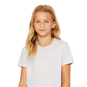 Airlume-Camiseta de manga corta para jóvenes, 50% poliéster, 25%, algodón, 25% rayón, solo 40, 3,8 oz, blanco, cuello de pico - Product Image 4