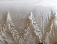 Parure de lit 3 pièces 100 % coton style européen blanc uni avec pompons pour mariage, hôpital et usage domestique