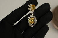Pendientes de Diamantes Modernos para Mujer, Corte Ovalado Cultivado en Laboratorio, Chapados en Oro Blanco y Rosa de 14/18Kt, Certificados por IGI, para Bodas, Fiestas o Regalos