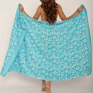 2024 dernière conception brumeux ouvert indien femmes porter plage Wrap main bloc imprimé coton Sarong à vendre pour les femmes vêtements de plage