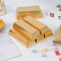 Emballage cadeau sur le thème de la vente en gros, boîte à lingot d'or factice, boîte à dragées pliable en papier pour bonbons, biscuits, mariage, fête
