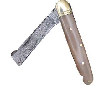 Cuchillo de Bolsillo Plegable de Acero de Damasco de Grado Industrial de Alta Calidad con Hoja Recta y Punta Caída, con 3 Años de Garantía y Precios de Fábrica - Product Image 1