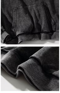 Sudadera con capucha bordada de lana de algodón 100% de calidad superior, apliques de peso pesado en blanco, parche desgastado, sudaderas con capucha recortadas con lavado ácido - Product Image 6