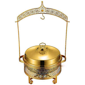 Hotel Wedding Banquet 8.0L Stainless Steel <b>Food</b> <b>Warmer</b> Gold Buffet Alcohol <b>Heating</b> Round Chafing Dish - Product Image 6