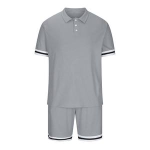 Conjunto de chándal de talla grande para hombre de verano 2025, camiseta con logotipo personalizado, pantalones cortos, pantalones transpirables con etiqueta privada, patrón sólido - Product Image 3