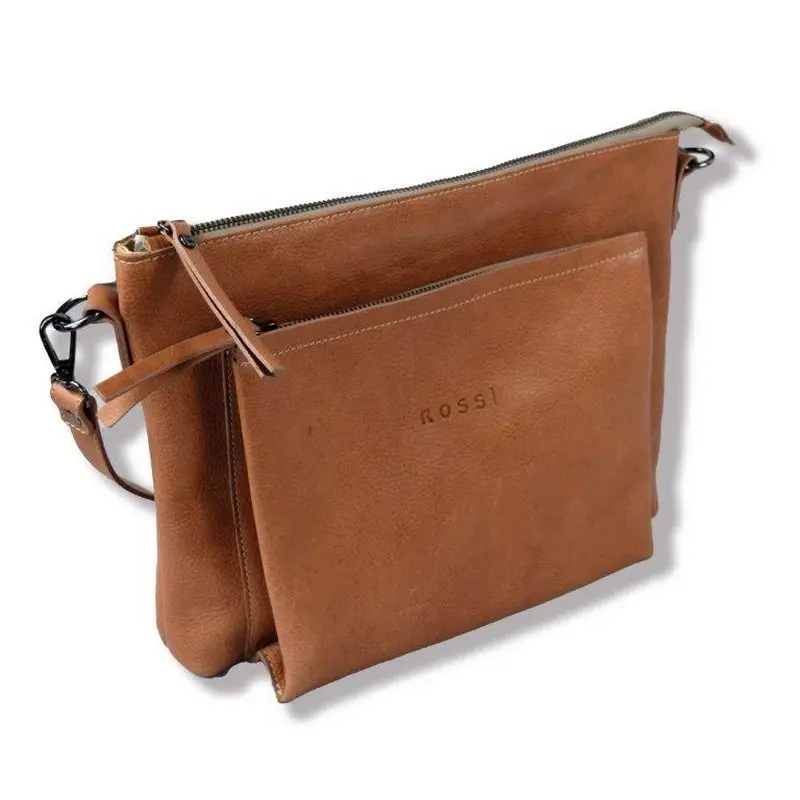 İtalya'da yapılan Unisex çanta Vintage dana derisi iç bölmesi Zip ile Zip dış bölmesi ile Zip omuz askısı çanta