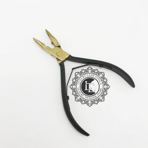 Alicates profesionales de acero inoxidable de alta calidad para extensiones de cabello, herramienta sostenible dorada y negra - Product Image 2