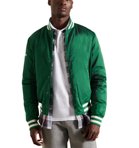 แจ็คเก็ตเบสบอลแบบมีโลโก้สั่งทำได้ ไซส์ใหญ่ ผ้าซาติน เงา ระบายอากาศได้ดี เหมาะสำหรับฤดูหนาว สำหรับผู้ชาย สไตล์ Letterman - Product Image 1