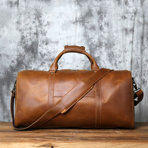 Sac de voyage en cuir véritable avec fermeture à glissière pour les voyages et l'usage quotidien - Product Image 1
