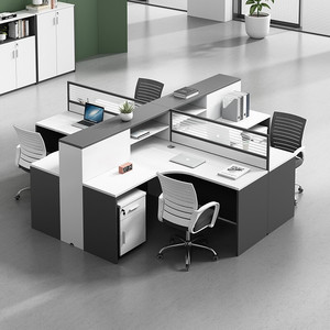 Simple Wooden Panel Staff <b>Desk</b> Modular Office Cubicle <b>Workstation</b> Set with Privacy Dividers and Convenient Office Chair - Product Image 1
