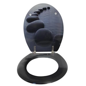 Asiento de inodoro de MDF con diseño de piedras, color negro - Product Image 1