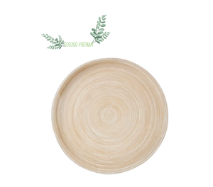 Ensemble d'assiettes filées naturelles en bambou faites à la main et durables avec logo laser rond en PC pour les fêtes Pack de plats du Vietnam - Product Image 3