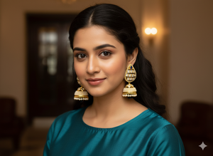 Boucles d'oreilles Polki Antique de Designer 5.5cm & 29gm Parfait pour les mariées et les tenues de mariage ethniques - Product Image 3