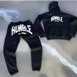 Sudadera con capucha polar personalizada conjuntos de joggers de gran tamaño al por mayor de los hombres chándal deportivo Streetwear Jogging Suit - Product Image 3