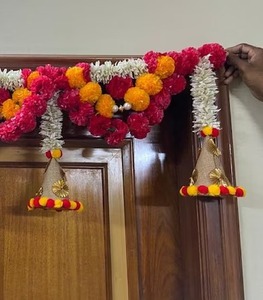 Toran <b>Door</b> Hanging Diwali Backdrop Marigold <b>Door</b> Valence Jute & Pom Pom Wall Hanging Entryway Decor Wall Decor New Home gift - Product Image 3