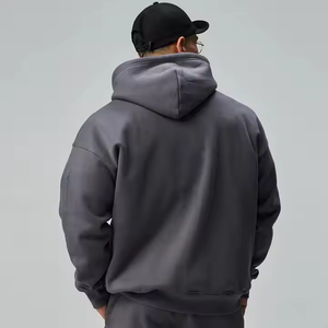 Sudadera con capucha teñida Lisa bordada de gran tamaño con logotipo personalizado para hombre, ropa gruesa de alta calidad, 100% algodón, unisex - Product Image 4