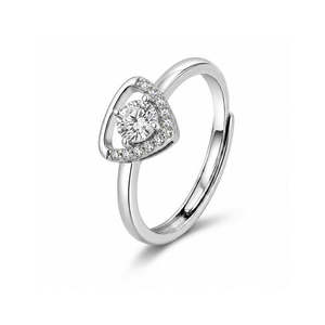 Anillo Solitario de Plata Zarkan Romantic First Love, Ajustable, Talla Única, Chapado en Oro Rosa de 18K, Incrustaciones Modernas para Compromiso - Product Image 1