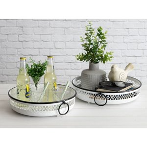 Plateau rond blanc en aluminium de haute qualité avec poignées Office Party Wedding Servant à un prix abordable - Product Image 6