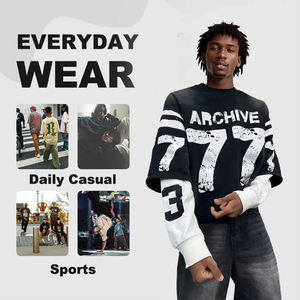 Sweat-shirt 100% coton personnalisé pour hommes Design à double manches Confortable et lavé pour les saisons printemps automne hiver Compatibilité - Product Image 2