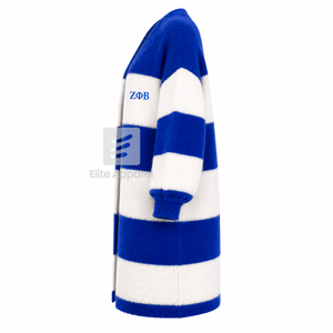 Cardigan long respirant personnalisé Zeta Phi Beta Sorority avec logo brodé sur le devant, bleu et blanc, décontracté, à manches longues, pour femme - Product Image 4