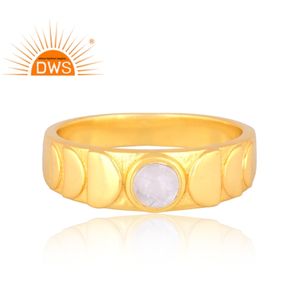 แหวนพลอยมูนสโตนสีรุ้งธรรมชาติชุบทอง18K ดีไซน์ทำด้วยมือล่าสุดเครื่องประดับแฟชั่นสำหรับผู้หญิงของขวัญสำหรับผู้หญิง - Product Image 2