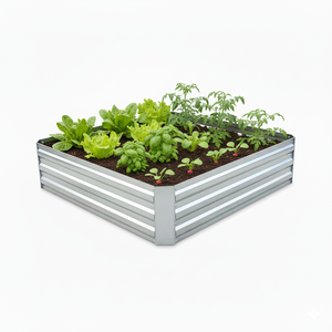 Petite jardinière surélevée carrée en métal galvanisé pour légumes, fleurs et décoration de maison et de jardin - Product Image 1