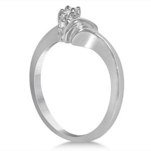 14k White <b>Gold</b> Bridal <b>Set</b> with 0.25ct Diamond Sidestone Accent Diamond <b>Rings</b> - Product Image 2