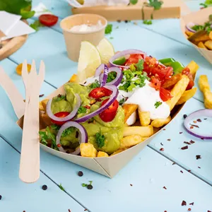 High Quality Luxury Fashion Brown Stackable Easy Handle 500 Ml 19.5 X 14 X 4.5 Cm Biodegradable Compostable <b>Cardboard</b> Snack Tray - Product Image 6