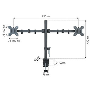 Supporto da Scrivania per Monitor TECHly per 2 Schermi TV da 13-27 pollici affiancati - Product Image 2