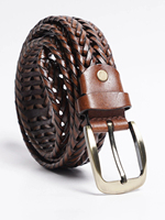 Ceintures tressées de haute qualité en cuir véritable pour hommes 2025 Logo personnalisé ceinture décontractée marron foncé pour hommes en gros OEM