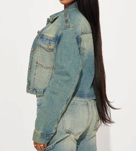 Chaqueta Vaquera de Algodón para Mujer, Nueva Colección Primavera-Otoño, Chaqueta de Manga Larga, Chaqueta de Mezclilla para Mujer, Servicio OEM - Product Image 3