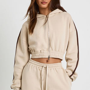 Chándal de Pierna Recta para Mujer con Cordón Ajustable, Precio al por Mayor para Compradores al por Mayor, Diseño Informal con Color Sólido y Capucha - Product Image 2