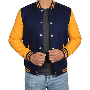 Custom Men's Letterman Cotton <b>Fleece</b> Varsity Jacket <b>Black</b> with Custom Color Embroidery Logos Jacket for Men Made in Pakistan - Product Image 4