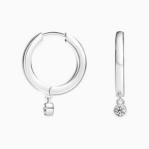 ต่างหูแบบห่วงทองเหลือง14K ต่างหูสำหรับผู้หญิงต่างหูเพชรชุดกรอบกลมตัดตามธรรมชาติ - Product Image 2