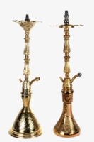 Chichas en laiton massif de luxe sur mesure, traditionnelles égyptiennes à trois niveaux, gravées, laquées et émaillées noires, pour la vente en gros