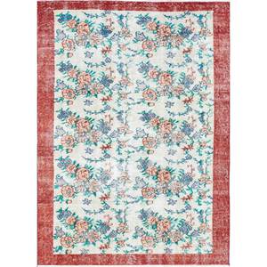 Alfombra de Lana Vintage Anudada a Mano con Patrón Floral Abstracto para Sala de Estar, Pasillo, Entrada, Rectangular 9x12-Pae-3252 - Product Image 1