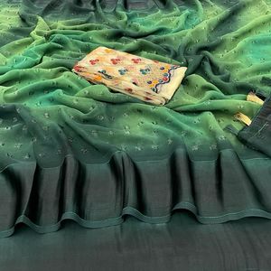 Diwali Collection Designer Wedding Wear Exclusif Dernier chemisier Saree en mousseline de soie tendance avec broderie au prix de gros - Product Image 4