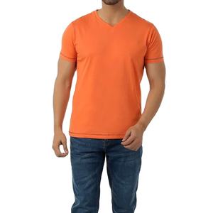 V Neck Slim Fit Summer Design <b>T</b>-<b>Shirt</b> OEM Custom Clothes Short Sleeve Breathable 210 Gsm Comfortable <b>Longline</b> Casual Wear - Product Image 2