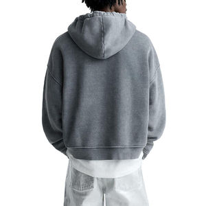 Wholesale Custom Design Stone Washed <b>Men's</b> Sweatshirt <b>Thick</b> French Terry Oversized Acid Wash Vintage Hoodies - Product Image 3