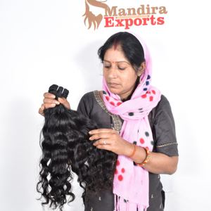 Venta al por mayor 100% Remy Natural negro extensiones de cabello humano de doble trama proveedor máquina paquetes virgen ondulado Sur suelta onda profunda - Product Image 4