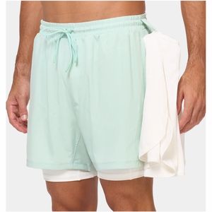 กางเกงขาสั้นกีฬาตาข่ายระบายอากาศแบบ2-in-1สำหรับผู้ชายกีฬาสีทึบปรับแต่งได้คุณภาพสูงไซส์ใหญ่พิเศษแห้งเร็วเป็นมิตรกับสิ่งแวดล้อม - Product Image 6