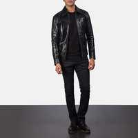 Chaqueta de Cuero para Hombre, Impermeable, Transpirable, para Motocicleta, Invierno, Talla Grande, con Cierre, Cuello Alto, Estilo Casual, Moda Urbana, Otoño, Negra