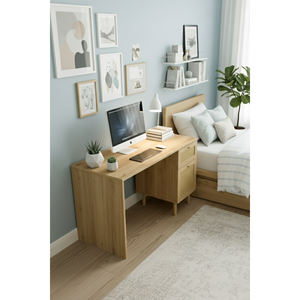 โต๊ะทำงานไม้ซาร์โมบีสมัยใหม่พร้อมลิ้นชัก โต๊ะเขียนหนังสือสำนักงานที่บ้าน บารู โต๊ะคอมพิวเตอร์ วัสดุปาร์ติเคิลบอร์ด เฟอร์นิเจอร์เวิร์กสเตชั่น พีวีซี - Product Image 1